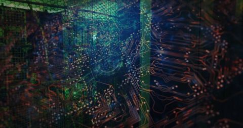 Double Exposure of Neural Circuit Overlaying Data Center - Download Free Stock Images Pikwizard.com