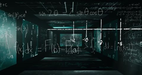 Digital Storm of Mathematical Formulas in Futuristic Setting - Download Free Stock Images Pikwizard.com