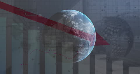 Earth Rotation with Data Overlay Visually Representing Global Economics