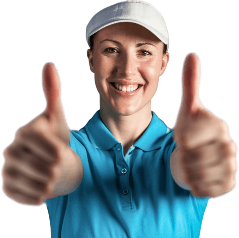 Smiling Caucasian Woman Giving Thumbs Up on Transparent Background