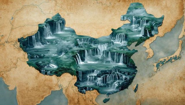Artificial Waterfall Landscape Map of China