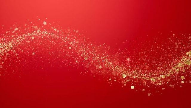 Flowing Gold Glitter Wave on Red Gradient for Festive Luxury Branding