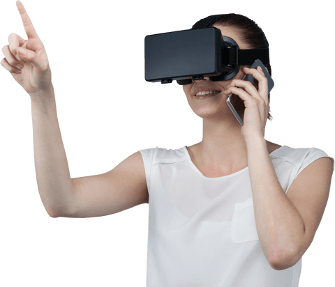 Transparent View: Woman Engaging with VR and Mobile Communication - Download Free Stock Videos Pikwizard.com