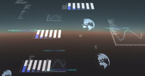 Digital Interface with Earth Globes and Data Visualization - Download Free Stock Images Pikwizard.com