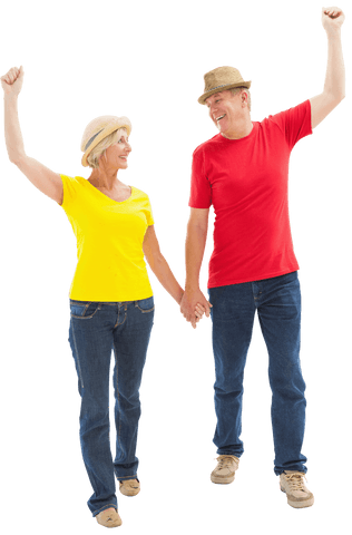 joyful senior couple in matching hats and casual wear, transparent - Download Free Stock Videos Pikwizard.com