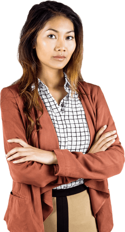 Confident Asian Businesswoman with Transparent Background