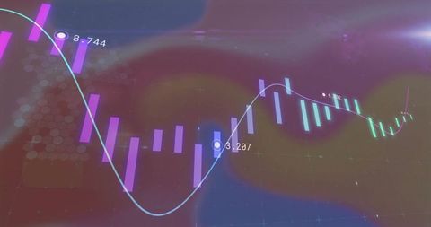 Abstract Financial Chart with Virtual Analytics and Data Visualization