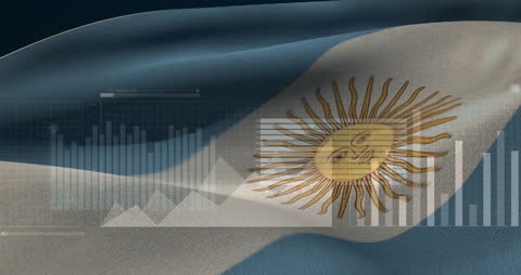 Argentinian Flag with Digital Data Overlay