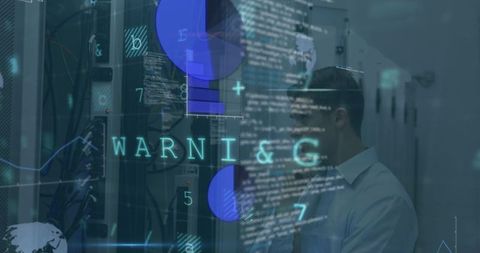 Data Specialist Analyzing Server Room Interfaces