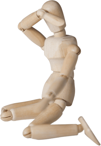 Transparent Wooden 3D Figuring Sitting with Contemplative Pose