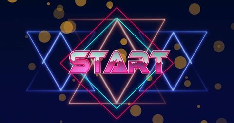 Start Text with Neon Geometric Pattern Background