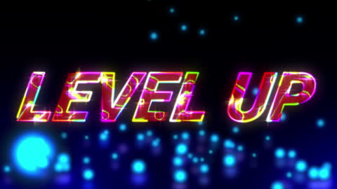 Vibrant Level Up Animation with Neon Lights