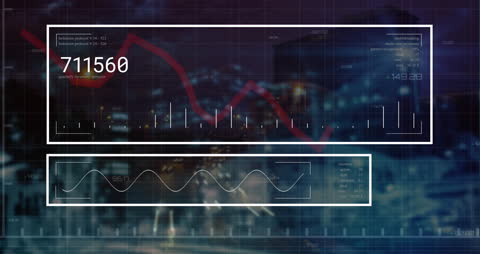 Futuristic Cityscape with Financial Data Interface