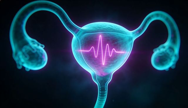 Uterus pulsing with neon ecg waveform for reproductive health monitoring and diagnostics