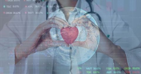 Healthcare professional balancing global health and finance