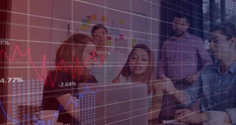 Diverse Team Analyzing Financial Data and Trends