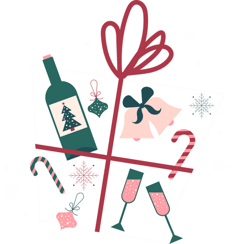 Festive Gift Box with Celebration Icons on Transparent Background
