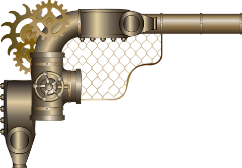 steampunk riveted pipes and gears linear design with transparent background - Download Free Stock Videos Pikwizard.com