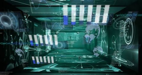 digital interface with molecules and data in abstract space - Download Free Stock Images Pikwizard.com