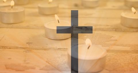 Good Friday Reflection with Crucifix and Tealights - Download Free Stock Images Pikwizard.com