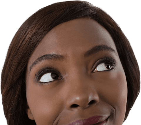 Close-up Headshot of Woman Looking Away on Transparent Background