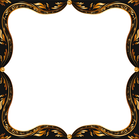 Elegant transparent ornamental gold frame with swirl decor
