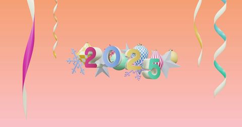Festive 2025 New Year Celebration Background with Colorful Decorations - Download Free Stock Images Pikwizard.com
