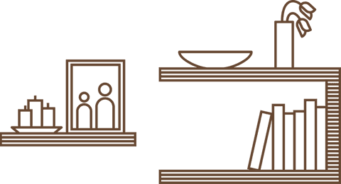 Minimalist Line Art with Shelves on Transparent Background
