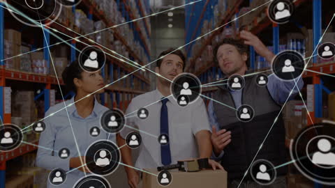 Warehouse Team Analyzing Network Technology