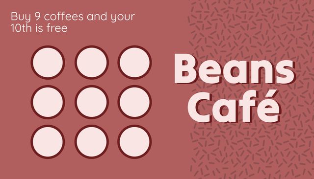 Visual showcasing Beans Cafe loyalty card with a coffee bean backdrop. Ideal for promoting customer rewards programs and drawing attention to loyalty incentives like free coffee on every 10th purchase. Great for small businesses aiming to nurture relationships with regular customers.
