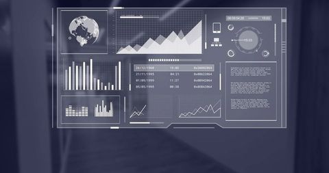 Futuristic Digital Analytics Interface in Modern Office Hallway - Download Free Stock Images Pikwizard.com