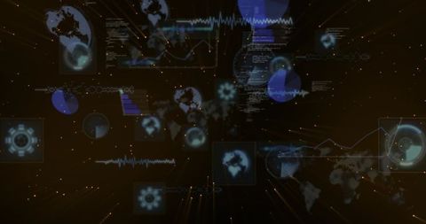 Holographic network dashboard visualizing global data streams, analytics pulse, interface