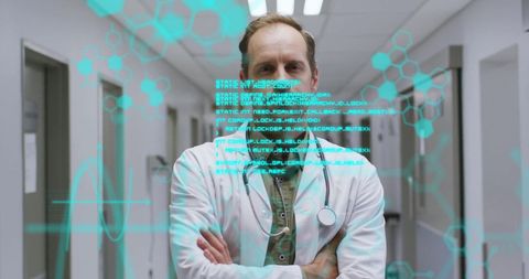 Doctor Analyzing Digital Health Data in Hospital Corridor - Download Free Stock Images Pikwizard.com