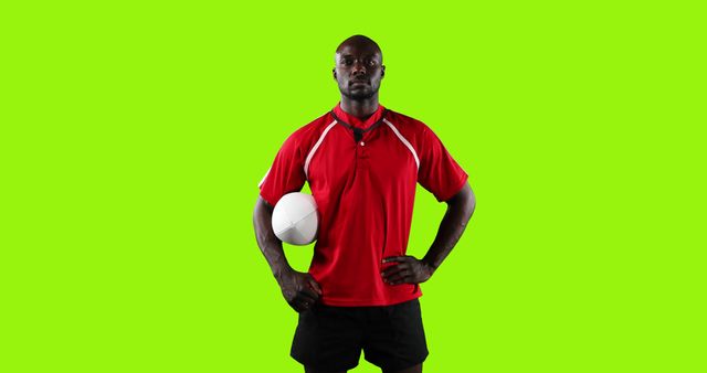 Confident Athlete Holding Volleyball on Bright Green Background - Download Free Stock Images Pikwizard.com