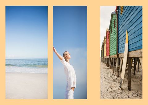 serene beach and blissful pose travel concept design - Download Free Stock Templates Pikwizard.com