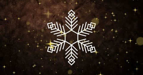 Artistic Snowflake Amidst Golden Glowing Stars