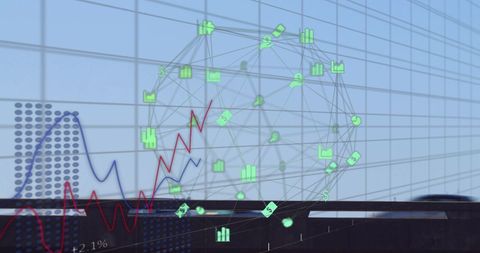 Global Finance and Connections with Data Visualization Overlay - Download Free Stock Images Pikwizard.com