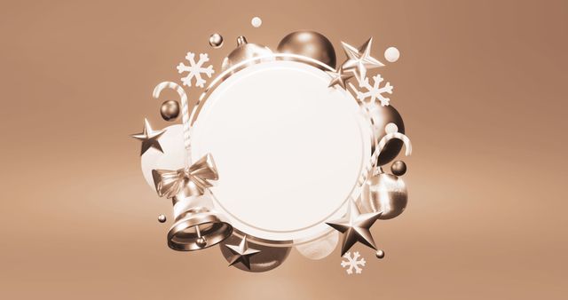 Elegant Brown Christmas Frame With Holiday Decorations - Download Free Stock Images Pikwizard.com