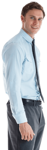 Transparent Smiling Businessman in Professional Attire