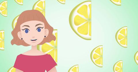 Animated Woman with Lemon Icons for Mentoring Celebration