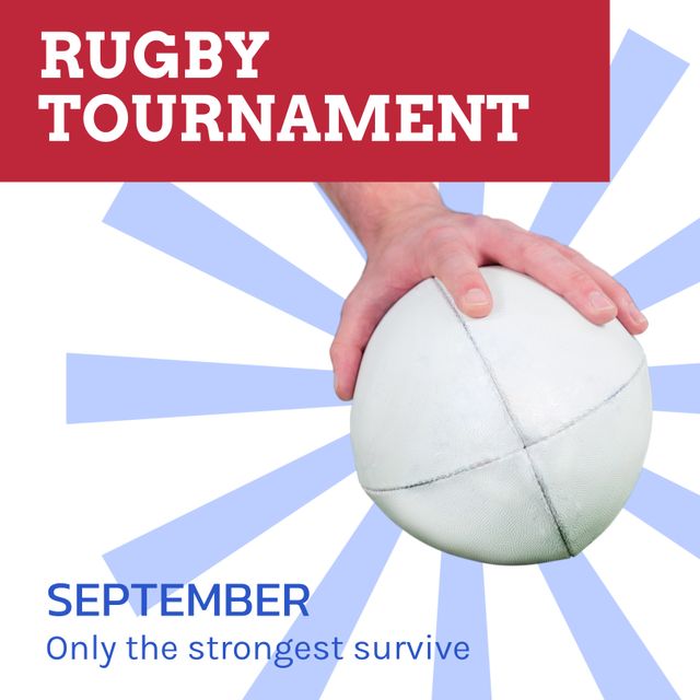 Rugby Tournament Advertisement With Player Holding Ball - Download Free Stock Templates Pikwizard.com