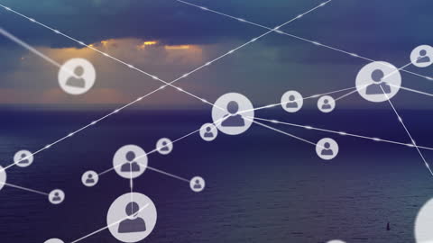 Network Connections Over Ocean at Sunset