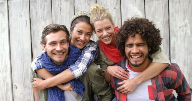 Group of Diverse Friends Smiling in Outdoor Setting - Download Free Stock Images Pikwizard.com