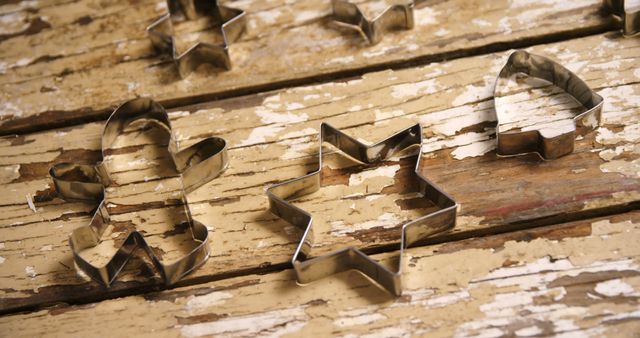 Rustic Cookie Cutters on Weathered Wooden Table - Download Free Stock Images Pikwizard.com