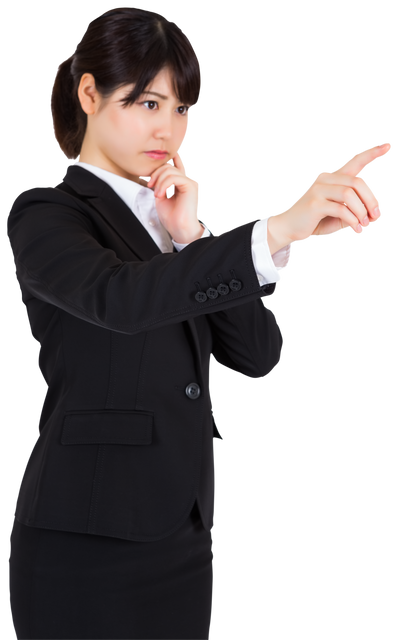 Asian Businesswoman in Suit Pointing on Transparent Background - Download Free Stock Videos Pikwizard.com