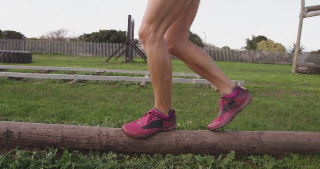 Athlete Balancing on Log in Obstacle Course Training - Download Free Stock Images Pikwizard.com