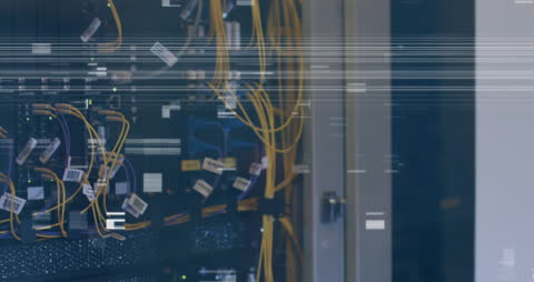 Glitch Animation Over Server Room Wires