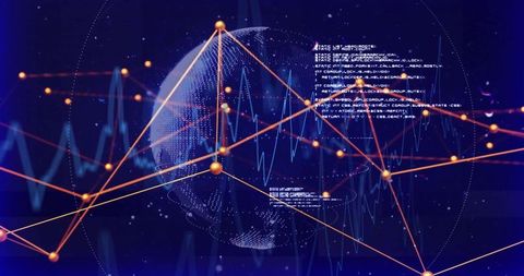 futuristic matrix with globe, nodes and sci-fi data interface - Download Free Stock Images Pikwizard.com