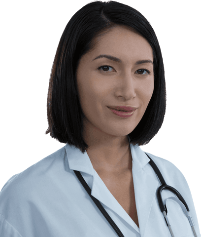 Transparent Portrait of Confident Female Doctor with Stethoscope