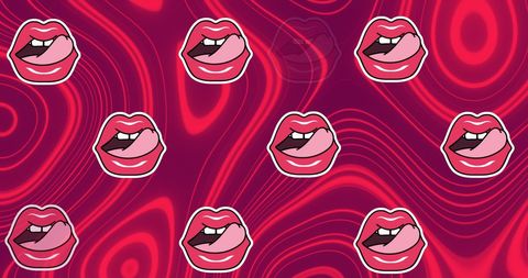 Colorful pop art lips on vibrant abstract background